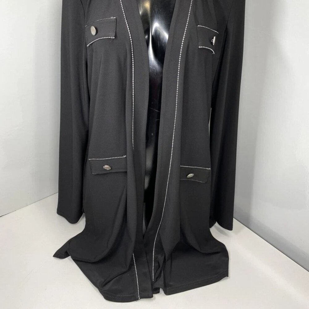 NEW JOSEPH RIBKOFF Womens Cardigan Top Black Size 10 Contrast Stitch Trim - Picture 6 of 8